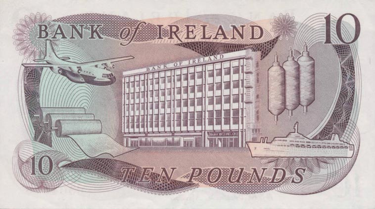Back of Northern Ireland p63a: 10 Pounds from 1971