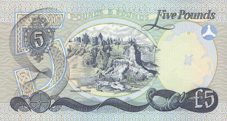 Back of Northern Ireland p2a: 5 Pounds from 1982