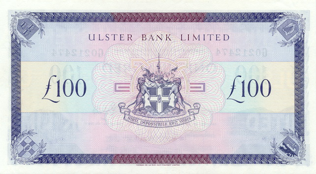 Back of Northern Ireland p334a: 100 Pounds from 1990