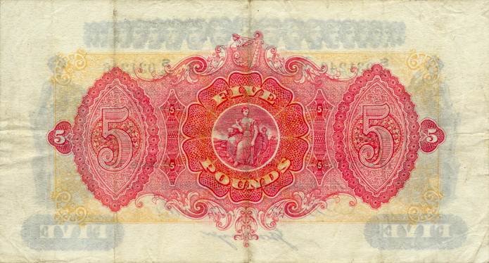 Back of Northern Ireland p52b: 5 Pounds from 1935