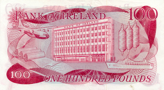 Back of Northern Ireland p64b: 100 Pounds from 1978