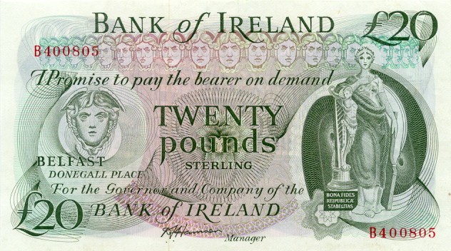 Front of Northern Ireland p67Ab: 20 Pounds from 1980
