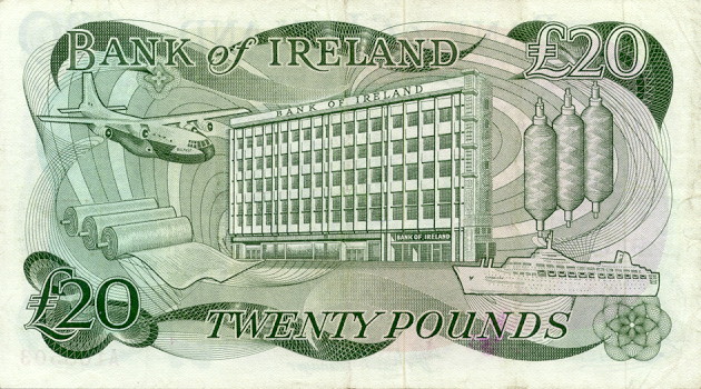 Back of Northern Ireland p69a: 20 Pounds from 1983