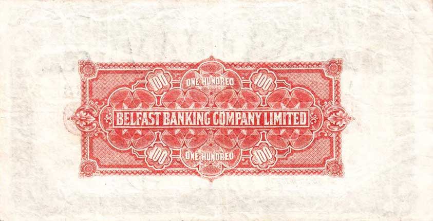 Back of Northern Ireland p131a: 100 Pounds from 1923