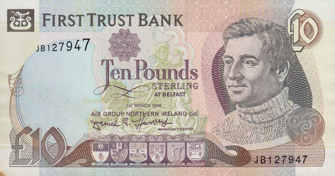 Front of Northern Ireland p132b: 10 Pounds from 1996