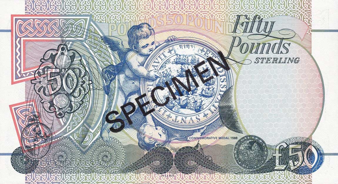 Back of Northern Ireland p138s: 50 Pounds from 1998