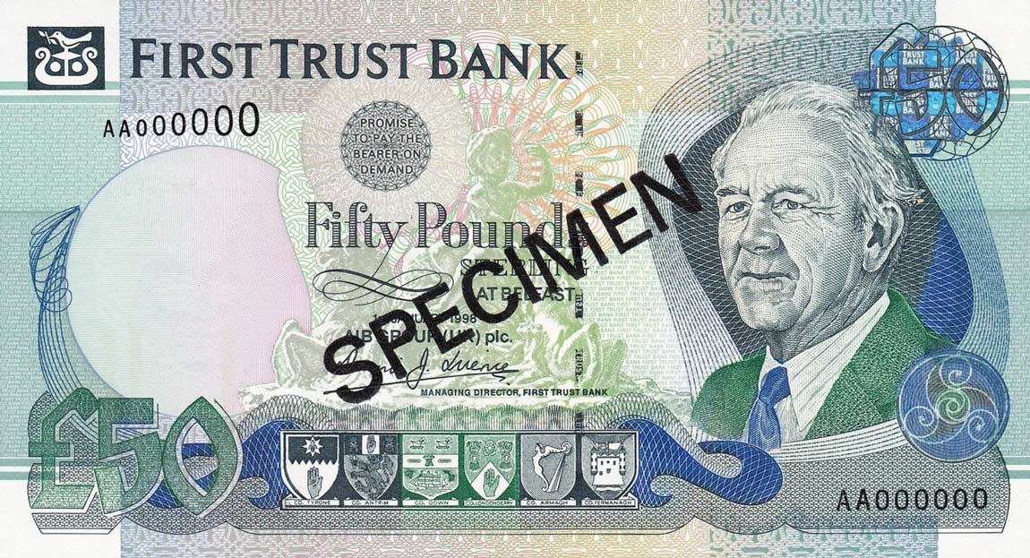Front of Northern Ireland p138s: 50 Pounds from 1998