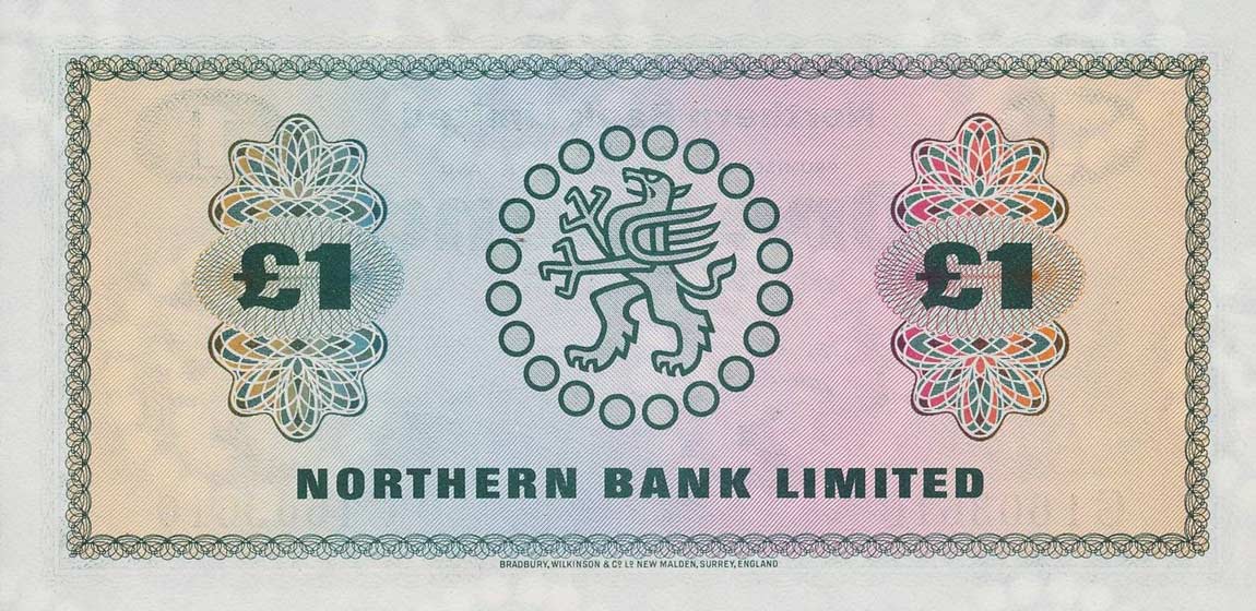 Back of Northern Ireland p187a: 1 Pound from 1970