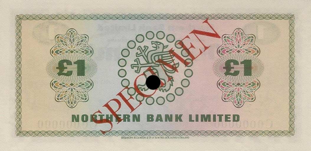 Back of Northern Ireland p187s: 1 Pound from 1970