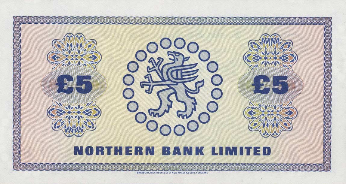Back of Northern Ireland p188e: 5 Pounds from 1970