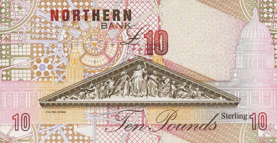 Back of Northern Ireland p198b: 10 Pounds from 1999
