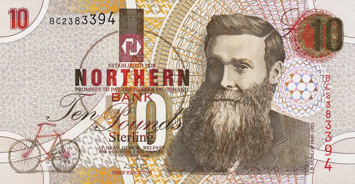 Front of Northern Ireland p198b: 10 Pounds from 1999