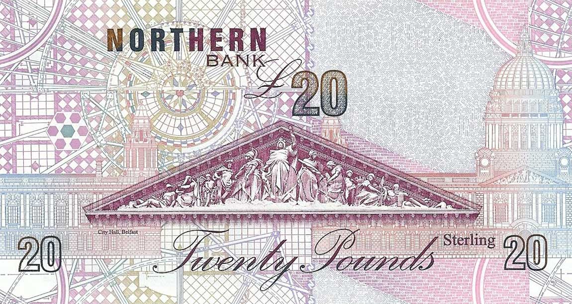 Back of Northern Ireland p199a: 20 Pounds from 1997