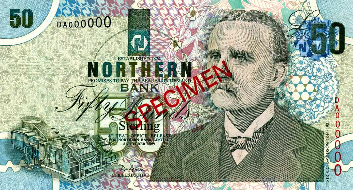 Front of Northern Ireland p200s: 50 Pounds from 1999