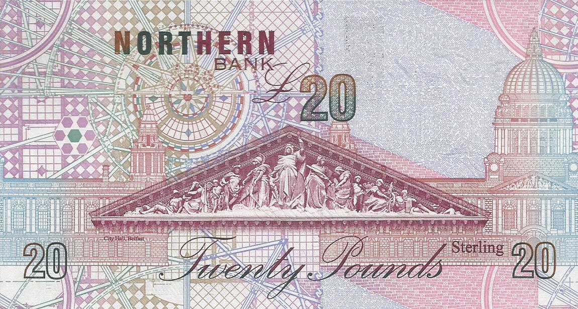 Back of Northern Ireland p202a: 20 Pounds from 1999