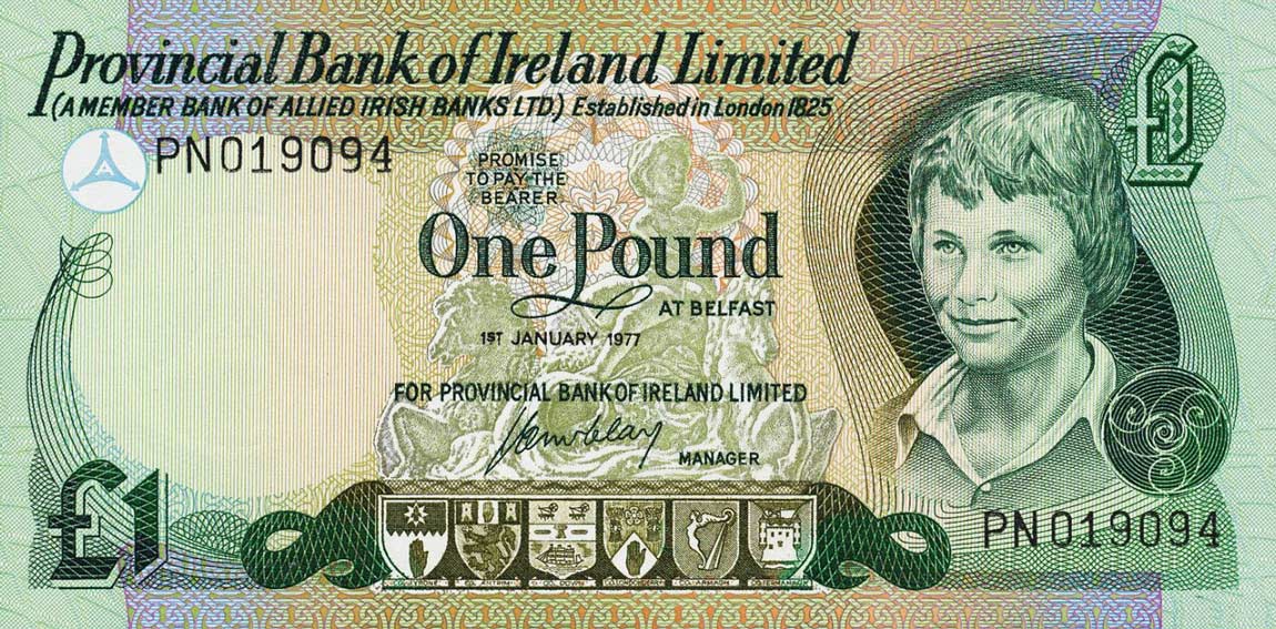 Front of Northern Ireland p247a: 1 Pound from 1977