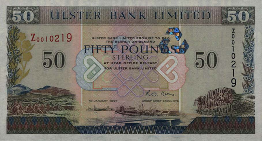 Front of Northern Ireland p338r: 50 Pounds from 1997