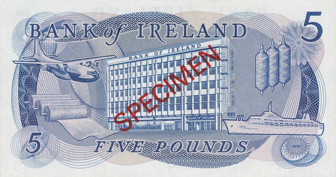 Back of Northern Ireland p62s: 5 Pounds from 1971