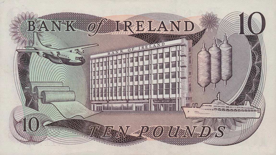 Back of Northern Ireland p63b: 10 Pounds from 1977