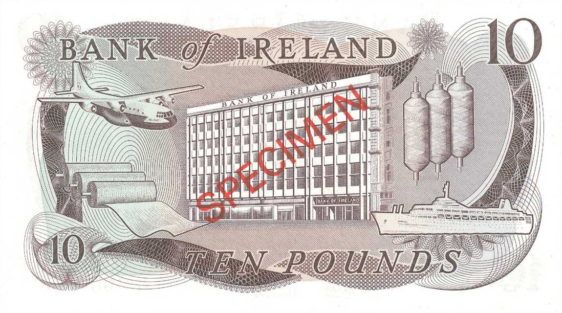 Back of Northern Ireland p63s: 10 Pounds from 1971