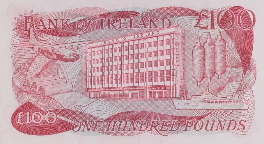 Back of Northern Ireland p68a: 100 Pounds from 1980