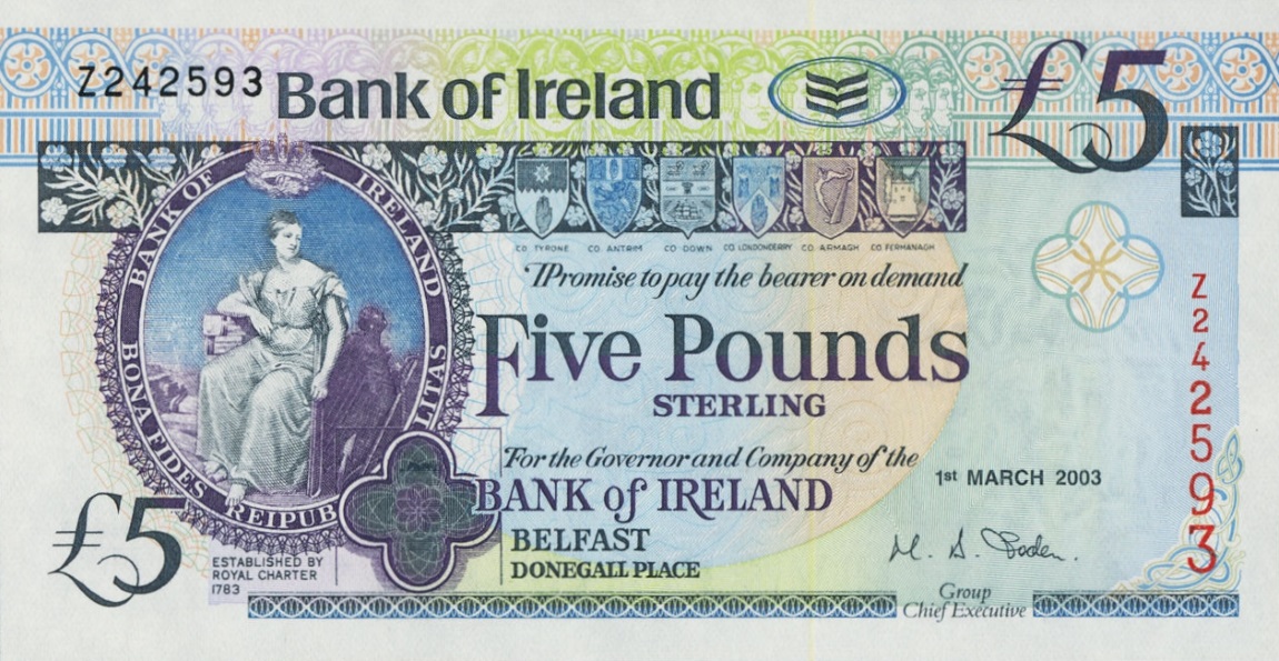 Front of Northern Ireland p79a: 5 Pounds from 2003