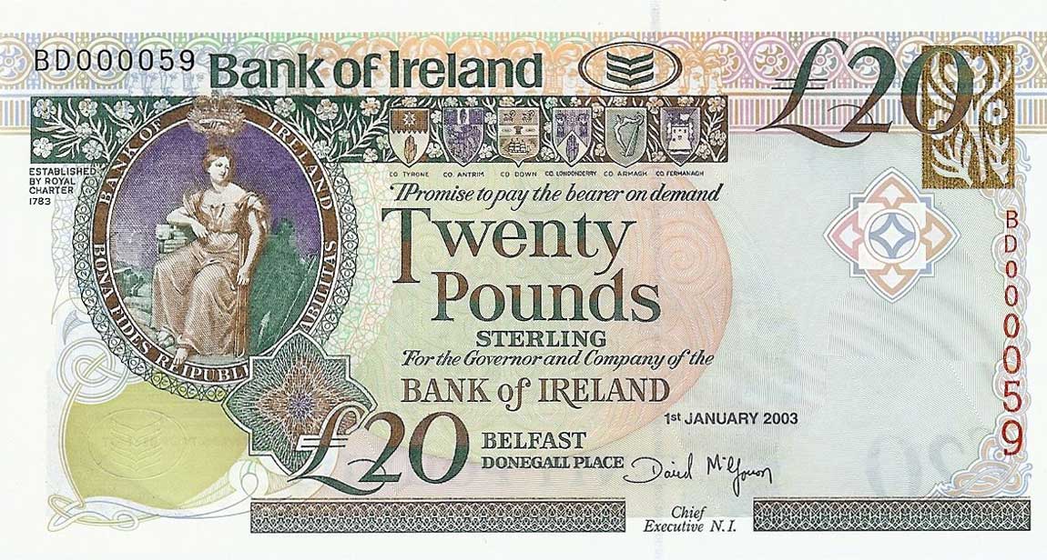Front of Northern Ireland p80a: 20 Pounds from 2003