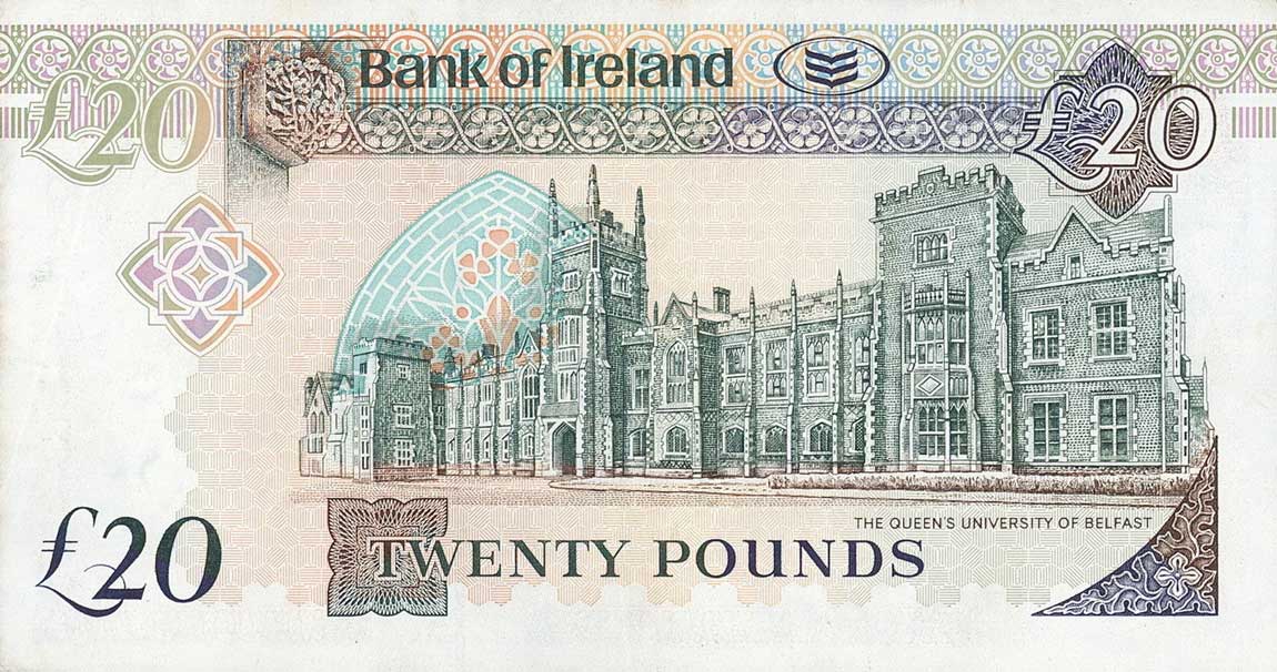 Back of Northern Ireland p80c: 20 Pounds from 2007