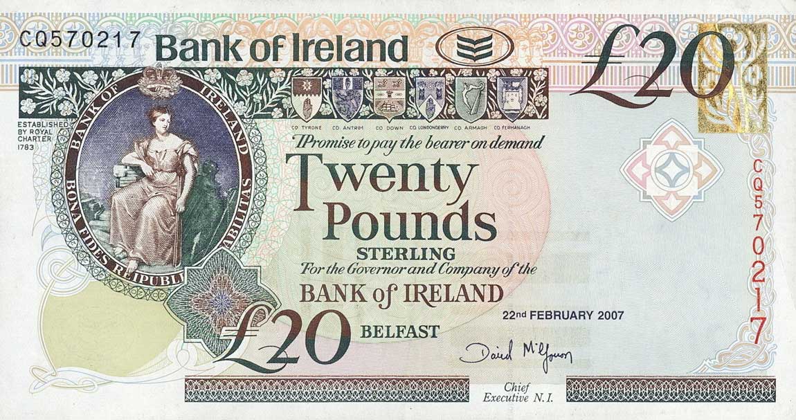 Front of Northern Ireland p80c: 20 Pounds from 2007