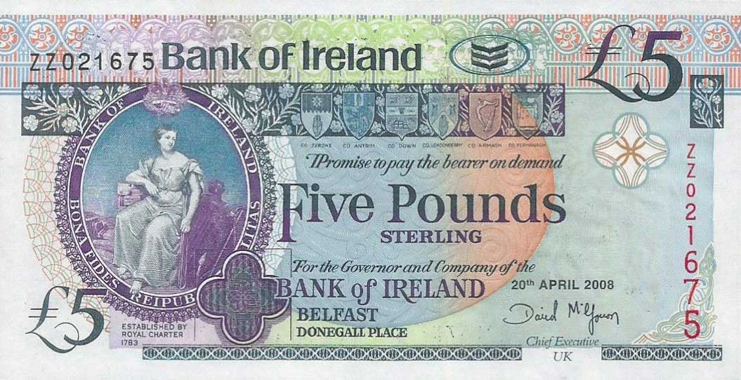 Front of Northern Ireland p83r: 5 Pounds from 2008