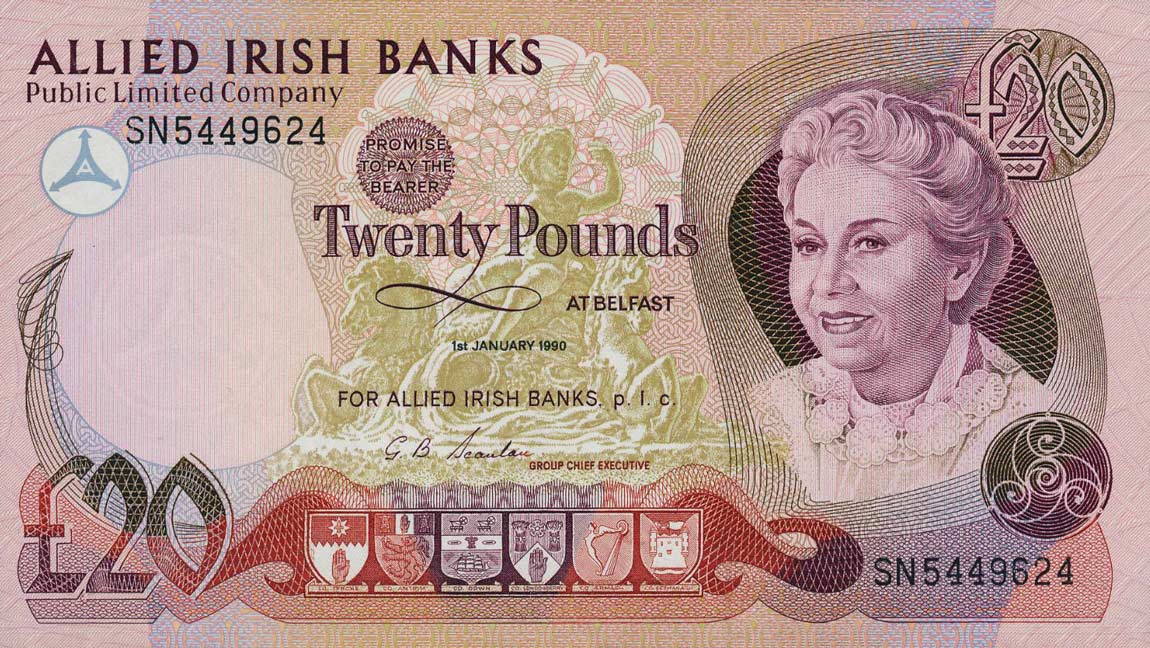 Front of Northern Ireland p8c: 20 Pounds from 1990
