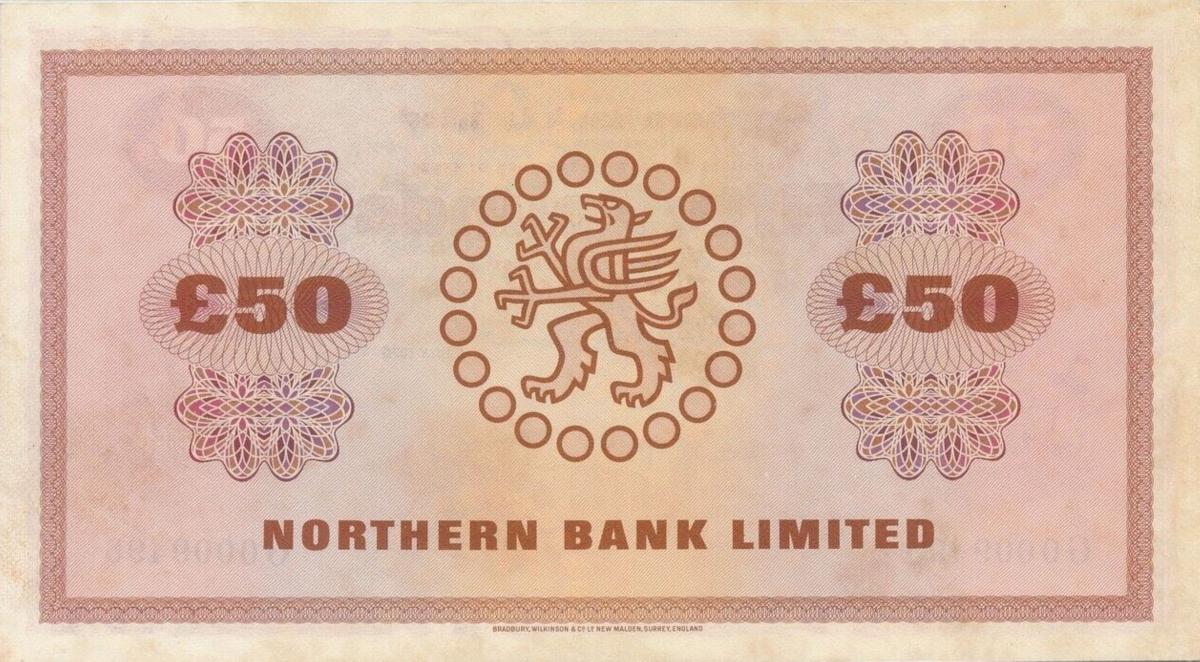 Back of Northern Ireland p191a: 50 Pounds from 1970