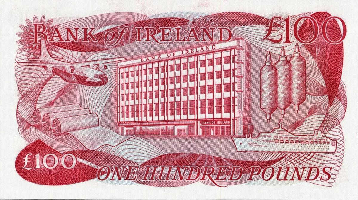 Back of Northern Ireland p68b: 100 Pounds from 1980
