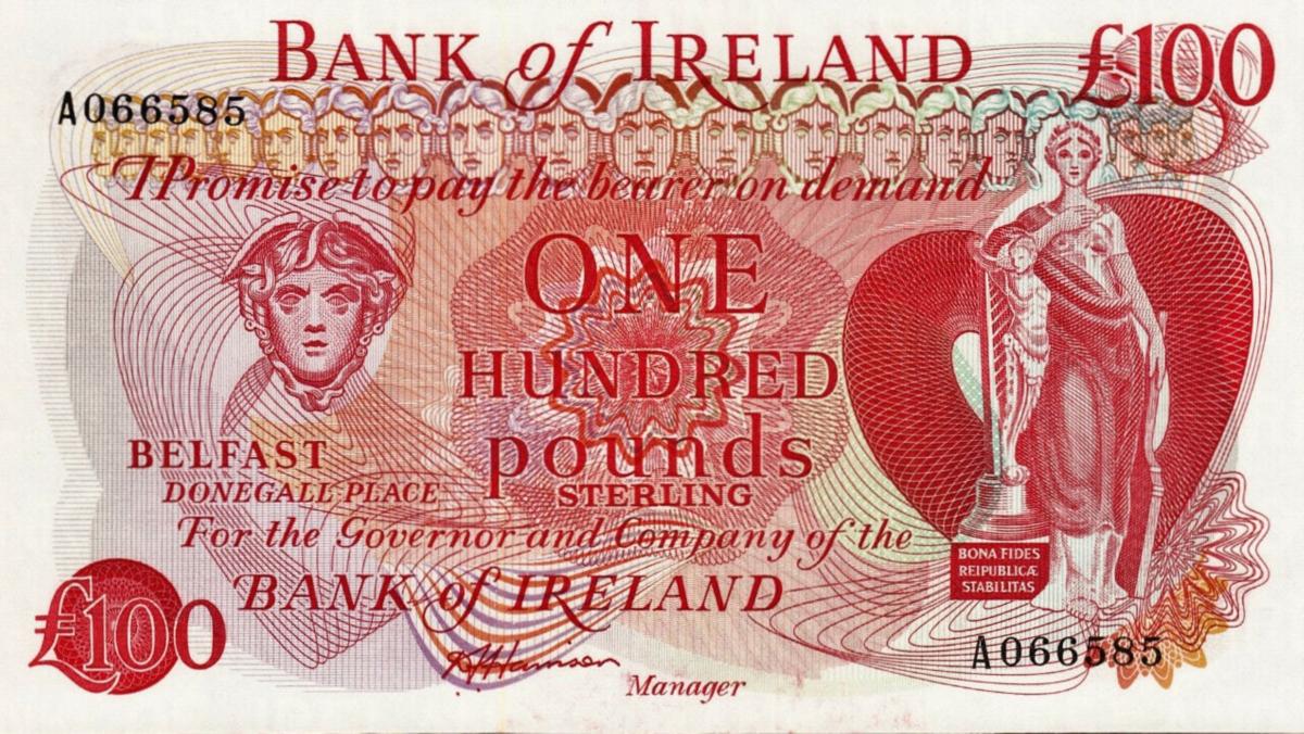 Front of Northern Ireland p68b: 100 Pounds from 1980