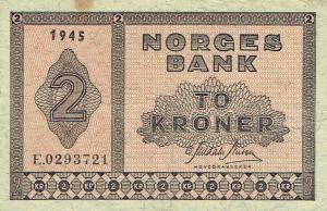 p16a3 from Norway: 2 Kroner from 1945