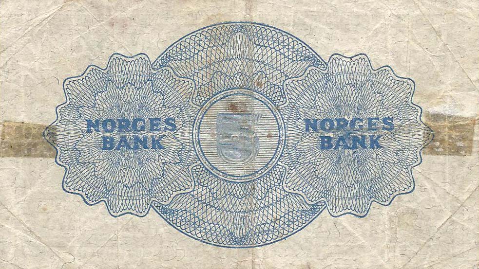Back of Norway p25b: 5 Kroner from 1946