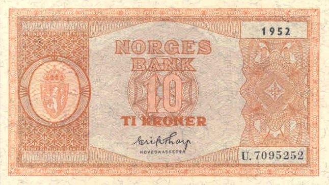 Front of Norway p26b: 10 Kroner from 1945
