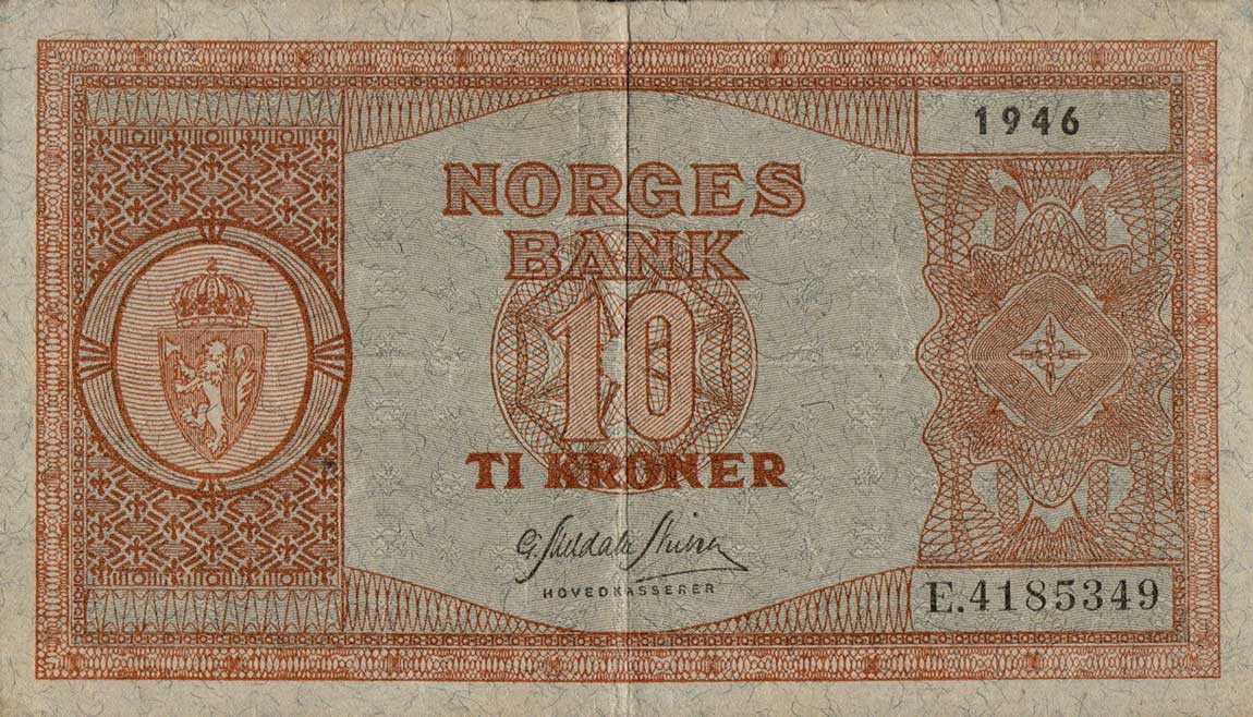 Front of Norway p26c: 10 Kroner from 1946