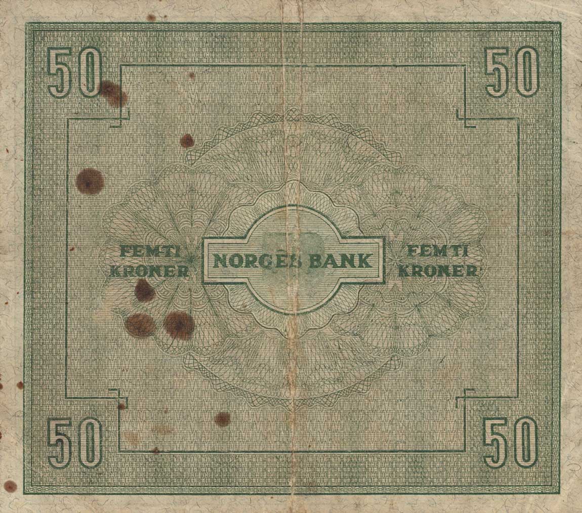 Back of Norway p27a: 50 Kroner from 1945