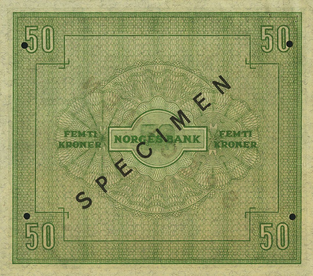 Back of Norway p27s: 50 Kroner from 1945