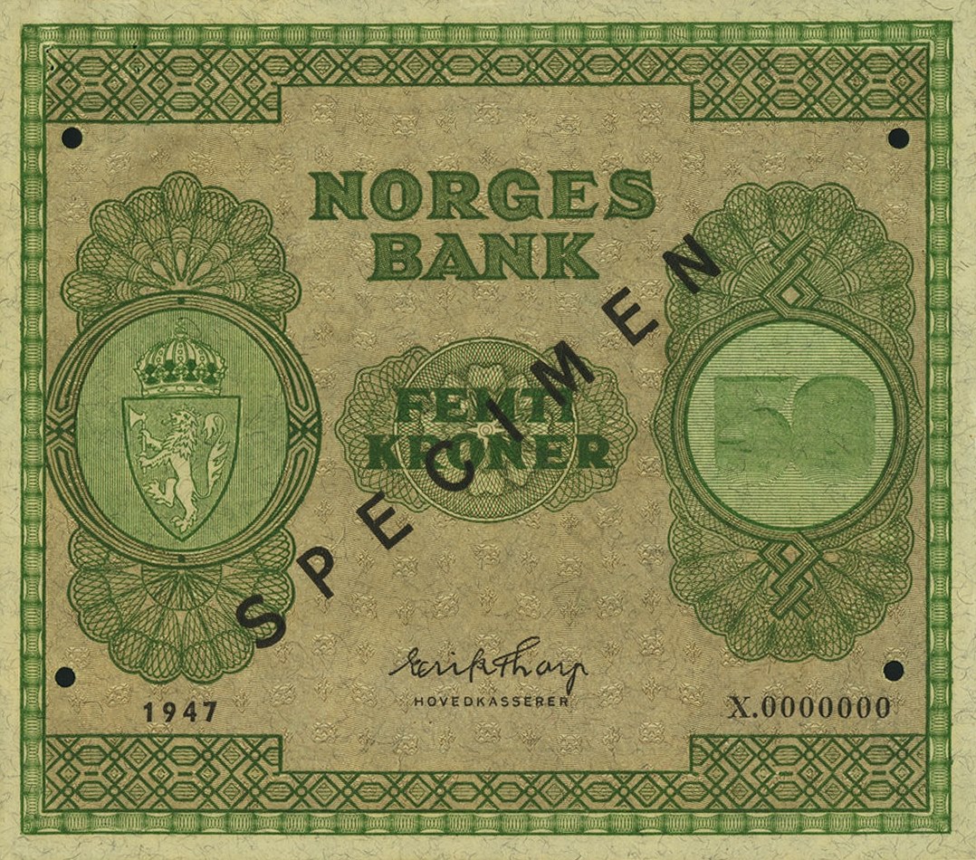 Front of Norway p27s: 50 Kroner from 1945