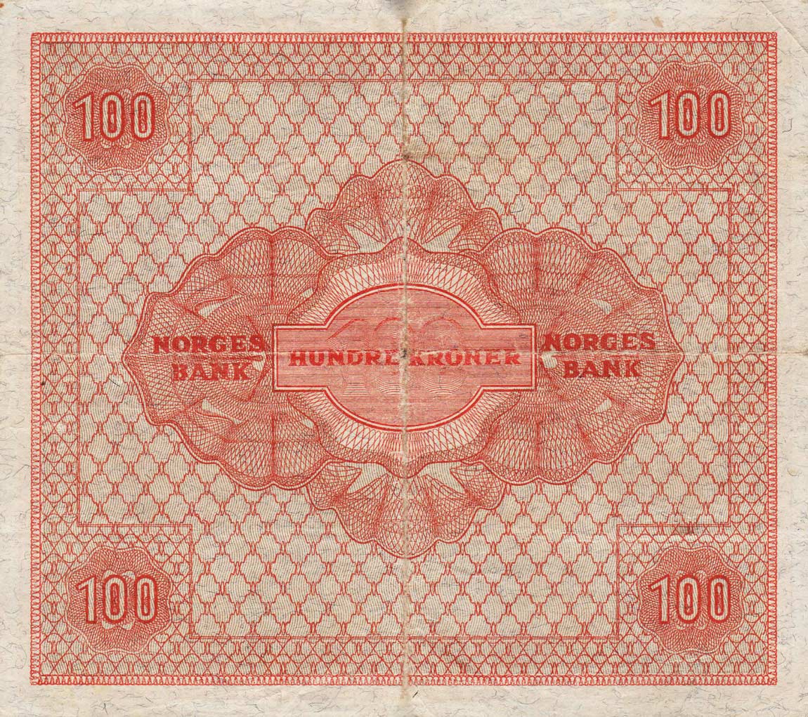 Back of Norway p28b: 100 Kroner from 1947