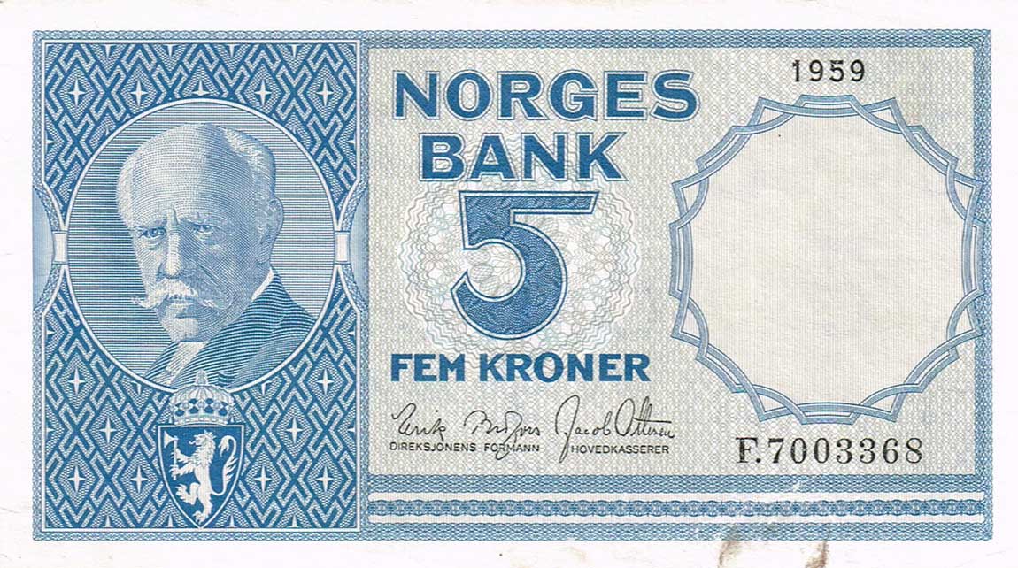 Front of Norway p30e: 5 Kroner from 1959
