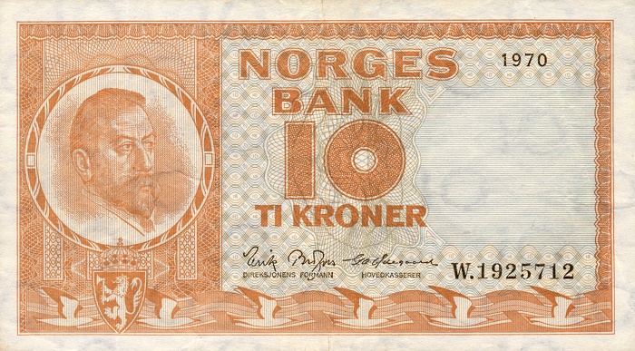 Front of Norway p31e: 10 Kroner from 1970