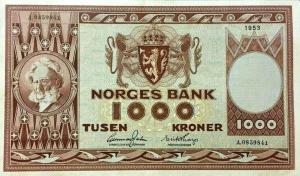 p35a from Norway: 1000 Kroner from 1949