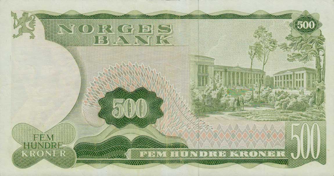 Back of Norway p39b: 500 Krone from 1985