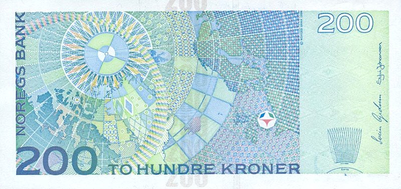 Back of Norway p50a: 200 Krone from 2002