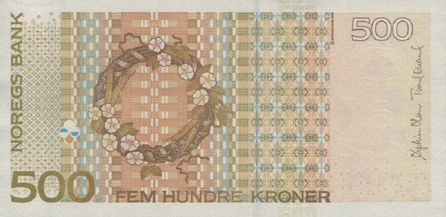 Back of Norway p51f: 500 Krone from 2012