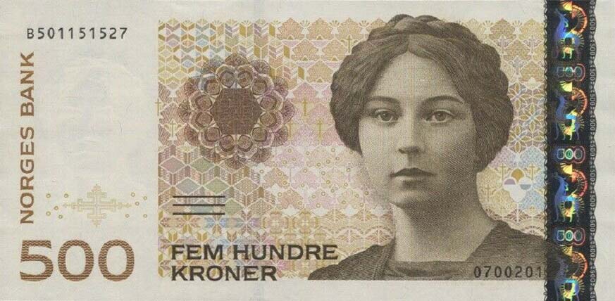 Front of Norway p51f: 500 Krone from 2012