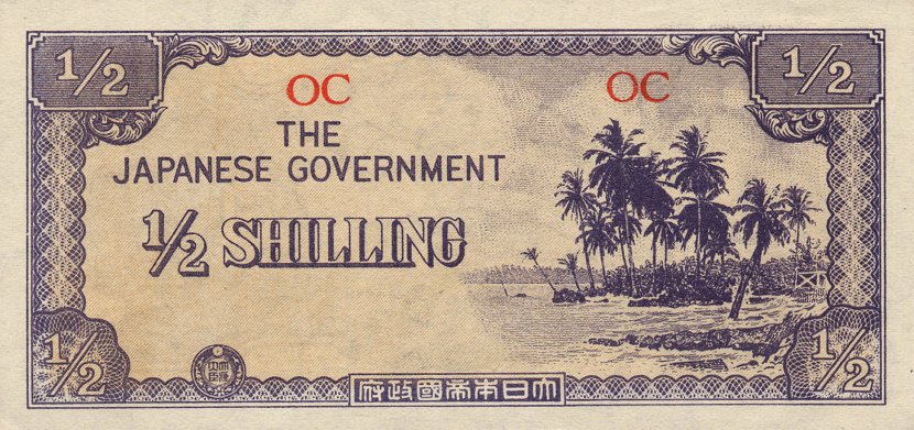 Front of Oceania p1a: 0.5 Shilling from 1942